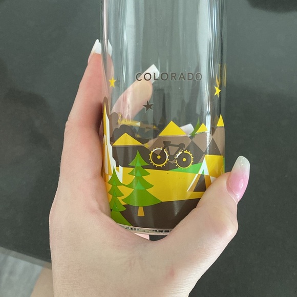 Starbucks Colorado Glass Water Bottle retired "You Are Here" Plastic Top 18.5 OZ - Picture 3 of 6